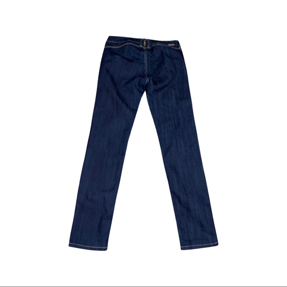 Dark Blue Made In America Studded Jeans With Tan Western Style Stitching - Picture 4 of 9